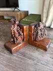 Vintage Natural Burlwood Bookends - A Pair