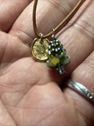 Artisan Leather Cord Necklace Opal Opalite Cabochon   Crystal Christmas Tree
