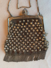 Antique Metal Mesh   Rhinestone Purse Bag 4  X 5  As Is Read