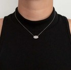 Art Deco Style Round Lab Created Diamond 14k White Gold Fn Engagement Necklace