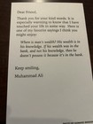 Muhammad Ali Vintage Autographed Photo Postcard With Printed Message Boxing 