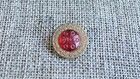 Antique Vtg  Button Design Under Glass Set In Brass Aprx  11 16    232-x