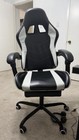 Black white Faux Leather High-back Racing Swivel Office Chair W arms Wheels