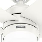 Hunter Fan 52 In Casual Indoor Fresh White Ceiling Fan With Light And Pull Chain