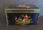 Vintage Tea Tin Hinged Box Asian Motif Design By Daher Made In England