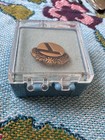 Vintage Gold Tone Metal Eastern Airlines Tie Bar With Chain   Lapel Pin And Box