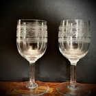 Antique Old Baccarat Ath  nienne Crystal Wine Glass Pair 12 6cm