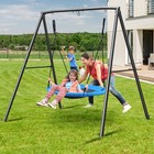 Metal Playground Swing Set Outdoor Kids Children Backyard W  No-fading Swing