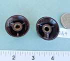 Vintage antique Brown Bakelite Fluted Control Knobs W  Embossed Arrow