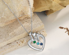 Personalized Heart 3 Name 3 Birthstone Necklace For Mom Or Grandma