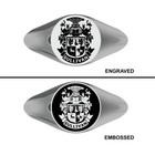 Custom Silver Signet Ring With Family Crest - Engraved Coat Of Arms Jewelry