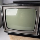 Admiral Instant Play Portable Crt Television Black Silver Wood Grain Vtg Parts