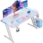 Gaming Desk With Rgb Led Lights  Computer Desk With Headphone Hook   Cup Holder