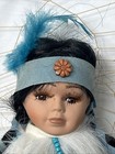 Dream Catcher Native American Doll Porcelain Eyelashes Hanging Feathers Beaded
