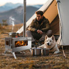 Portable Hot Tent Stove Wood Burning Stove W  7 Stainless Chimney Pipes Camping
