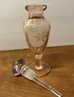 Antique Vintage Victorian Etched Glass Perfume Bottle W  Original Stopper-dabber
