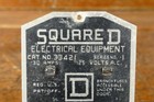 Vintage Square D Electrical Equipment Breaker Box Metal Id Nameplate Tag Sign