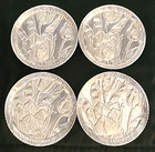 Vtg Set  4 Rose Flower Aluminum Coasters Embossed Hand Forged Bar Drinkware 3  D