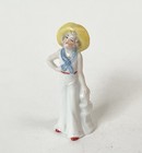 Fab Bathing Beauty Lady Pin Cushion Doll Figurine Porcelain Art Deco Vtg Germany