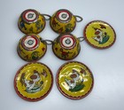 Vtg Ohio Art Child   s Tin Tea Set 173 Children   s Puppy Dog 4 Cups 3 Saucers
