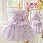 Al6106 Girls Purple Floral Applique Tulle Dress Formal Party Wedding 4year8  6