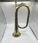 Vintage Military Style Bugle Brass Patina Horn Rare Decorative Collectibles