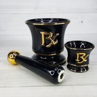 Blair Rx Mortar Pestle 3pc Porcelain Black Gold Drug Store Pharmacy Display Usa