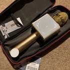 Wireless Karaoke Microphone   Hifi Speaker  Bluetooth  Gold Colored With Case 