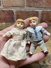 Victorian Miniature Bisque Porcelain Jointed Dollhouse Doll Siblings  3 