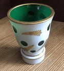 Rare Antique Beautiful Milk Glass Green Glass Under Layer Gold Leaves Stunning