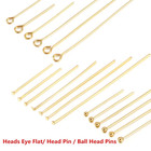 50-100pcs Stainless Steel Heads Eye Flat Head Pin Gold Silver Plated Ball Head P