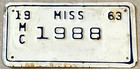 1963 Mississippi Motorcycle License Plate Harley Indian Triumph Yamaha Mc 1988