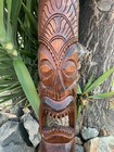 Hawaiian Tiki God Wooden Masks Hand Carved Set Of 2-  39 x 6 in
