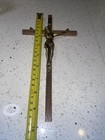 Vintage Wooden Metal Wall Cross Crucifix Holy Religious Carved Christ Natural