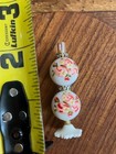 Vinage Doll House Miniature White Table Lamp W Pink Floral Painted Detail