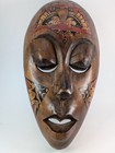 Vintage Indonesian Hand Carved Wood Mask Ethnic Tribal Art Hand Painted