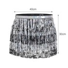 Women Silver Sequin Hip Skirt Fringe Skirts Belly Dance Hip Scarf Party Rave    