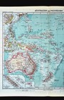1911 Stieler Map Oceania Australia Polynesia New Zealand Hawaii South Pacific