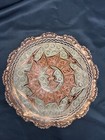 Rare Vintage Copper Decorative Footed  Plate  Erzincanlilar Hand Etched Turkish