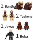 Tatooine Set  Custom Bantha  Boba Fett  Jawa  Tusken Minifigures- Star Wars Lego
