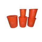 Set Of 5 Tupperware  Servalier Cannisters With Lids  Orange 1970s Kitchen 