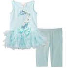 Biscotti Girl s 2 Pc Dance Dress  Tutu ballet Dress leggings aqua  swan  4t nwt