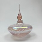 Vtg Murano Style Pink Iridescent Swirl Art Glass Perfume Bottle Atomizer Stopper