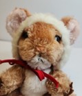 Vintage Dakin Christmas Mouse Plush Stuffed Santa Hat Pink Nose 7  1981