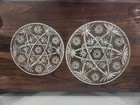 Vintage Anchor Hocking Star Of David Round Serving Tray Set Of 2- 13 5    11 