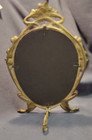 Antique Art Nouveau  14 h Goldtone Metal Beveled Oval Mirror 1910 Floral Motif