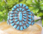 Vintage Navajo Turquoise Cluster Sterling Silver Bracelet