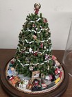 Vintage Artisan Doll Dollhouse Miniature Decorated Christmas Tree W Glass Dome 