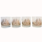 Culver Gold Ship Rocks Glasses Set Of 4 Vtg Nautical Coastal Mid Century Barware