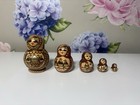 Vintage Wood Matryoshka Russian Nesting Dolls Wood Burned   Hand Painted 5 Pcs